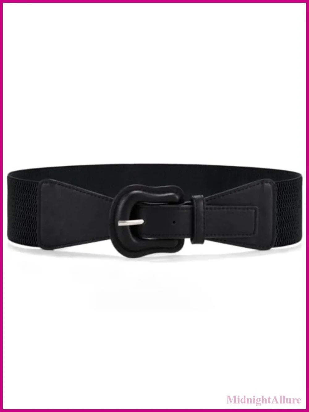 Women's Wide Elastic Stretch Dress Belt with Interlock Leather Buckle